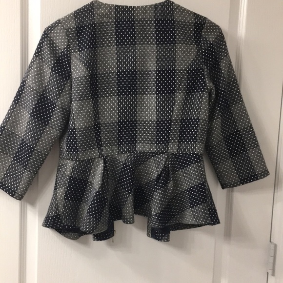 Peplum waist blue plaid jacket - Picture 4 of 5